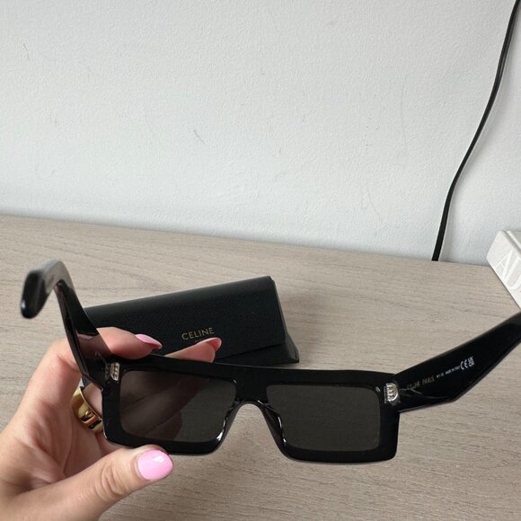 NWOT Celine CL40214U Square Sunglasses Monochrome Black - Picture 10 of 12